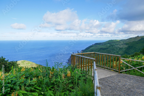 Beautiful Viewpoint on the fairy tale island of Flores Island, Azores, Portugal, Europe