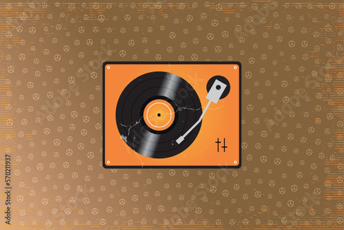 Abstract retro vinyl player combined with geometric design elements for posters and label designs