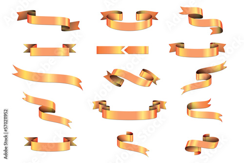 Beautiful golden style ribbons in various sizes and forms deployable for different designs