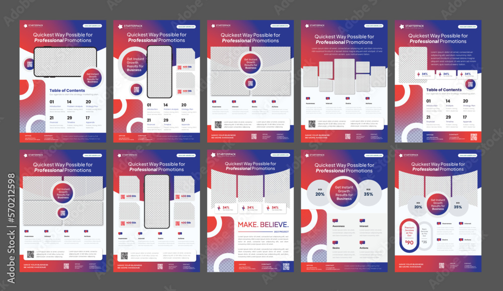 Red Blue Gradient Flyer, Feed Post, Story Social Media templates ...