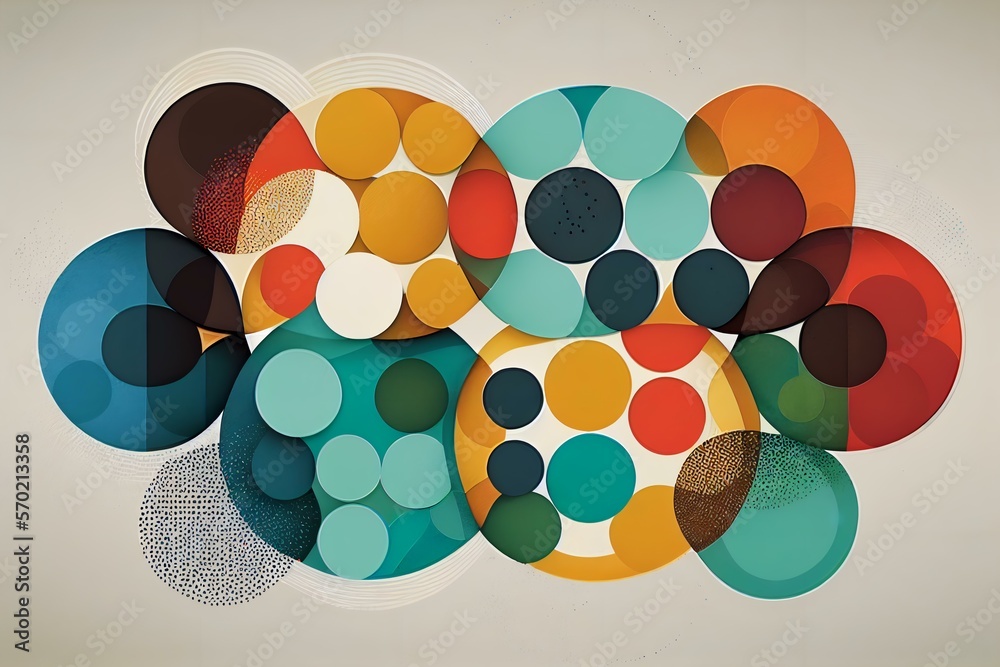 series of overlapping circles, each with a different colour or pattern ...