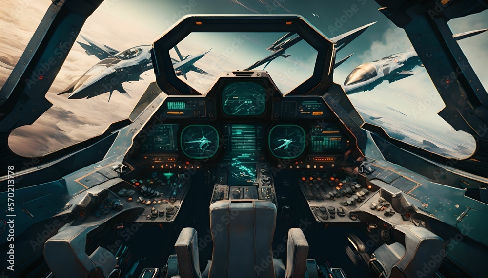 Combat aircraft view of the cookpit, generative ai Combat aircraft view of the cookpit, generative ai