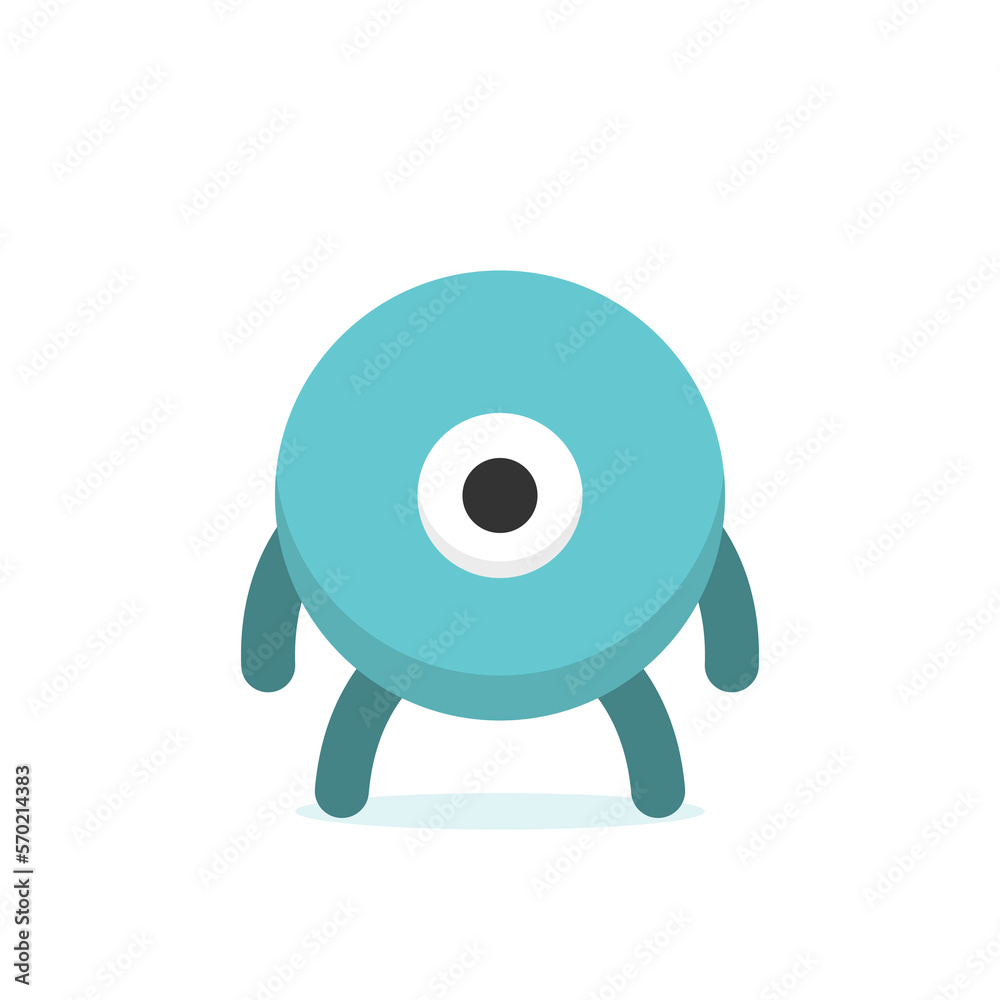 Alien isolated on white. Round funny bizarre monster with one eye. Turquoise blue character. Flat design. EPS 8 vector illustration, no transparency, no gradients Alien isolated on white. Round funny bizarre monster with one eye. Turquoise blue character. Flat design. EPS 8 vector illustration, no transparency, no gradients