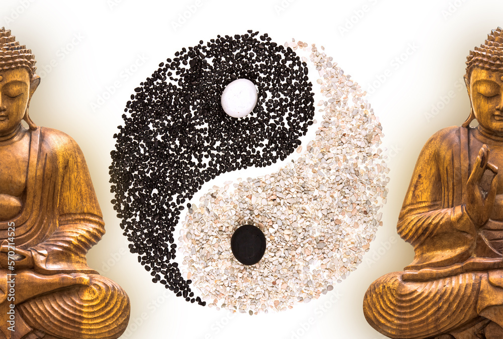 Bouddha et yin yang symbole Stock Photo Adobe Stock