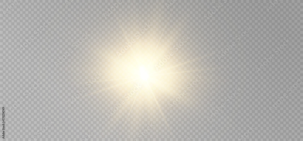 Golden particles of light. Golden light. Light flare.Stars isolated on transparent background.