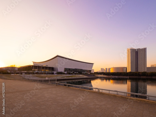 Obraz na płótnie 有明親水公園,東雲運河,の夕焼け w salonie