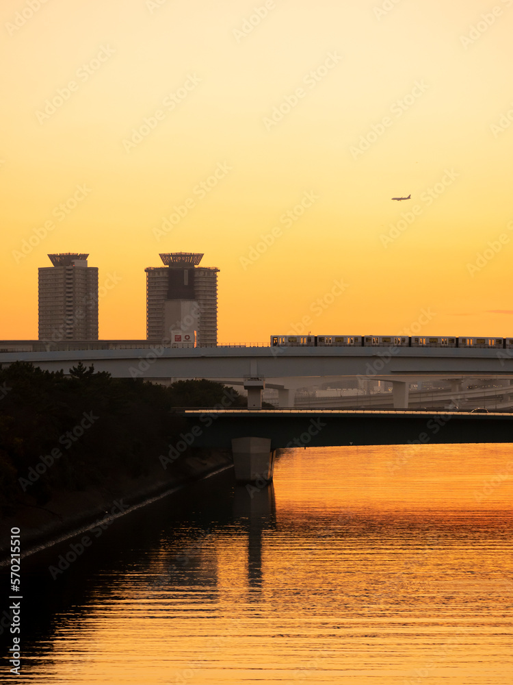 東雲運河,レインボーブリッジの夕焼け