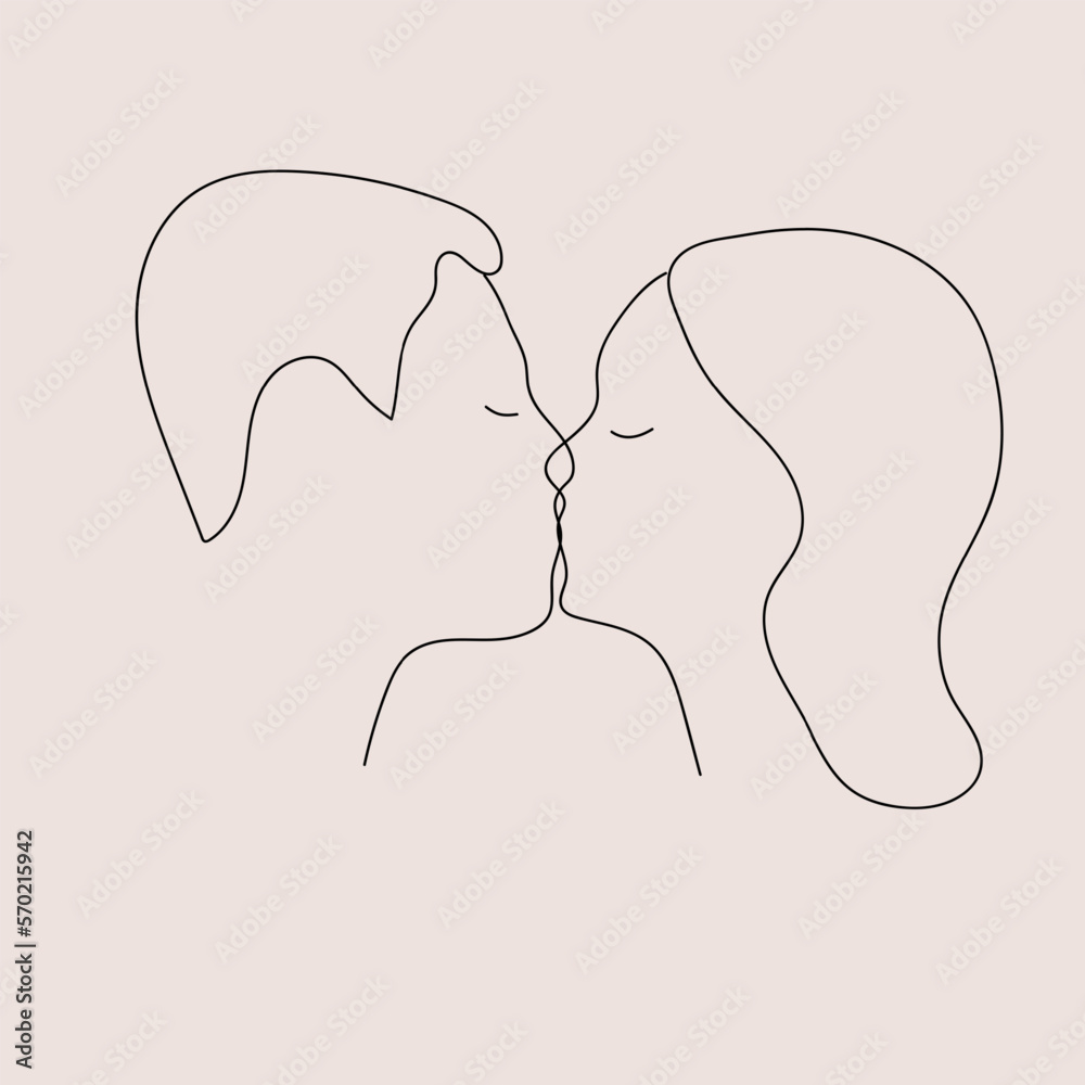 Man and woman love line art vector illustration. Couple kissing and hugging line drawing. Minimalism print Man and woman love line art vector illustration. Couple kissing and hugging line drawing. Minimalism print
