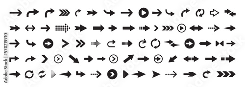 Arrow vector collection. Arrow big black icon set. Modern simple arrows for web design. Vector illustration	