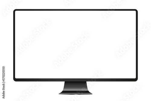 Realistic black modern thin frame display computer monitor. PNG stock illustration. Stock royalty free. Vector illustration EPS 10