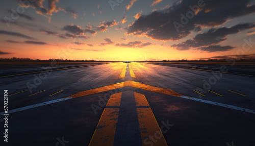 Airplane at the airport runway , generative ai © Rawf8