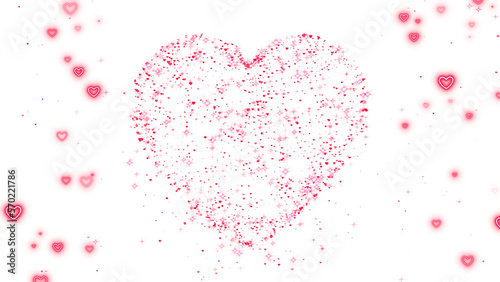 3d heart shape valentine s day and love hearts  neon shiny and glowing particles on transparent background  romantic concept red 4k design element