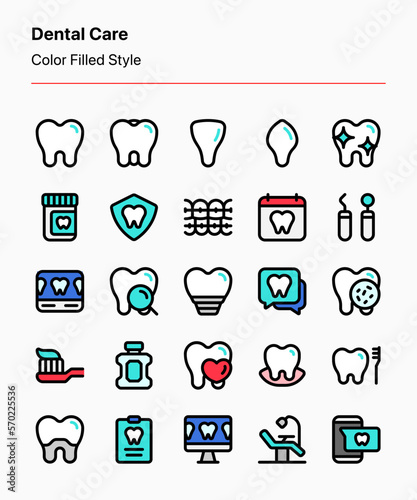 Fototapeta Naklejka Na Ścianę i Meble -  Customizable set of dental care icons for app and website interfaces, products or service catalogs, ads and marketing, presentations, publications, and other projects