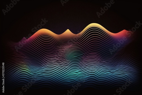 Abstract wave grainy color gradient background. Generative AI