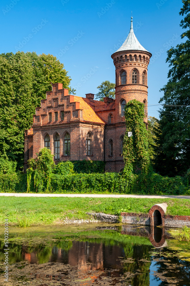 Obraz premium Neo-gothic castle in Nowy Duninow, Masovian Voivodeship, Poland