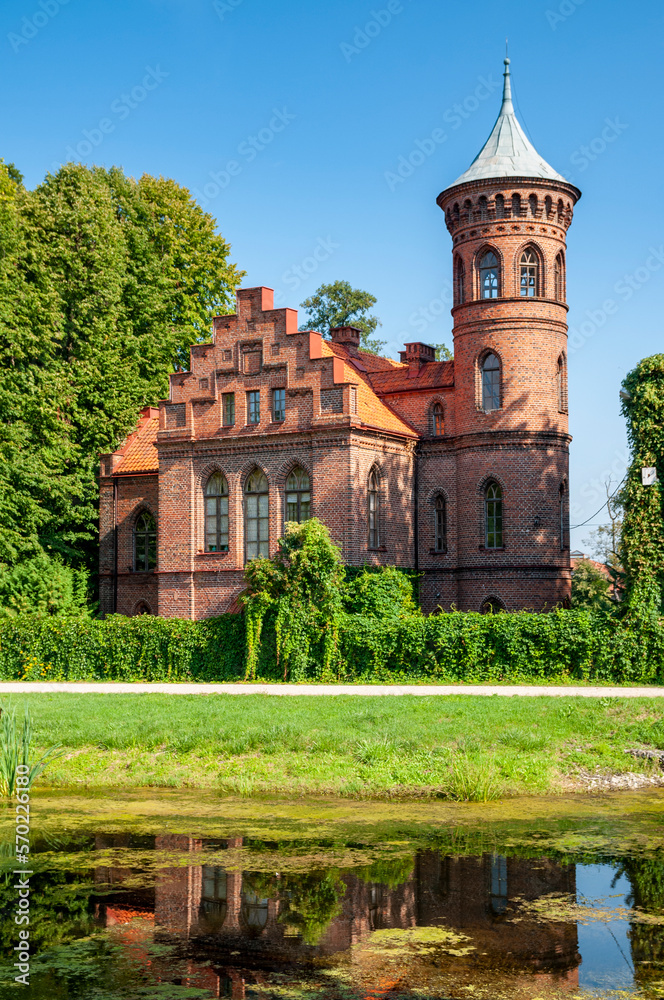 Neo-gothic castle in Nowy Duninow, Masovian Voivodeship, Poland Neo-gothic castle in Nowy Duninow, Masovian Voivodeship, Poland