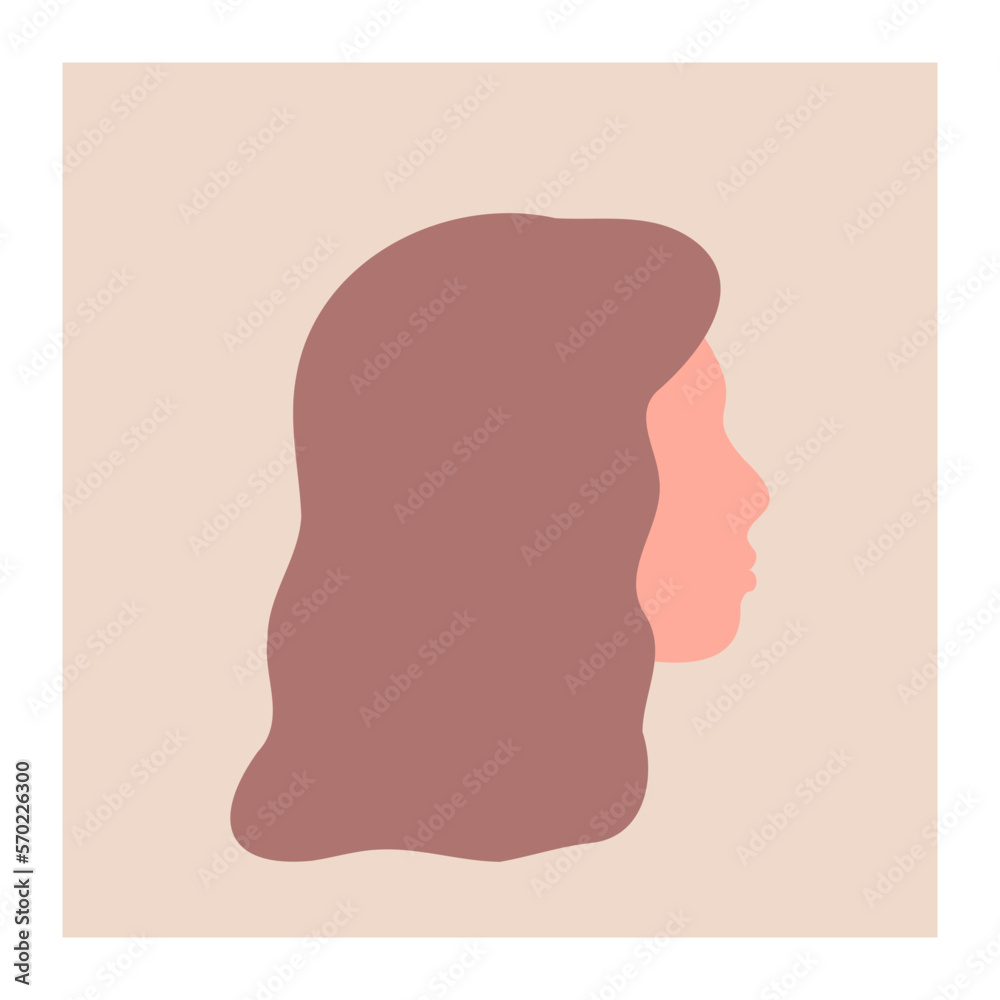 Woman head, profile portraits or heads of female character. Vector Illustration for backgrounds and packaging. Image can be used for greeting cards, posters and textile. Isolated on white background.