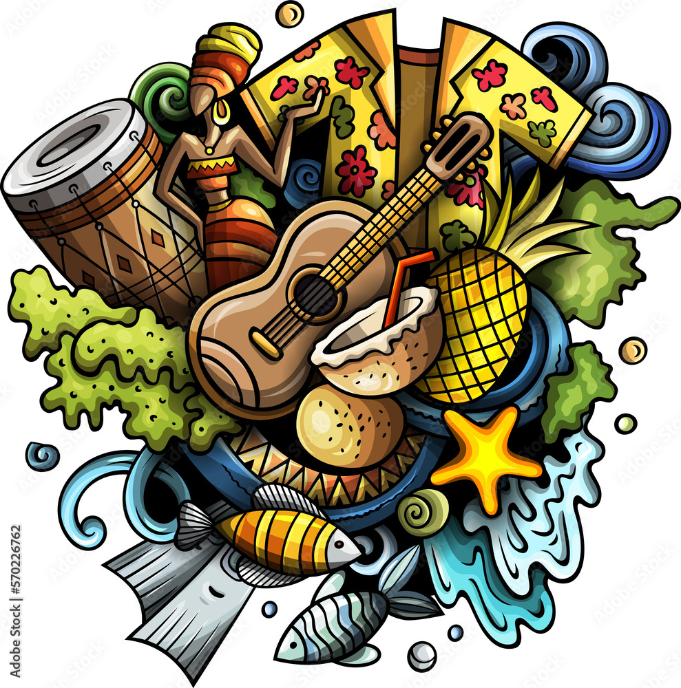 Fiji detailed cartoon illustration Fiji detailed cartoon illustration