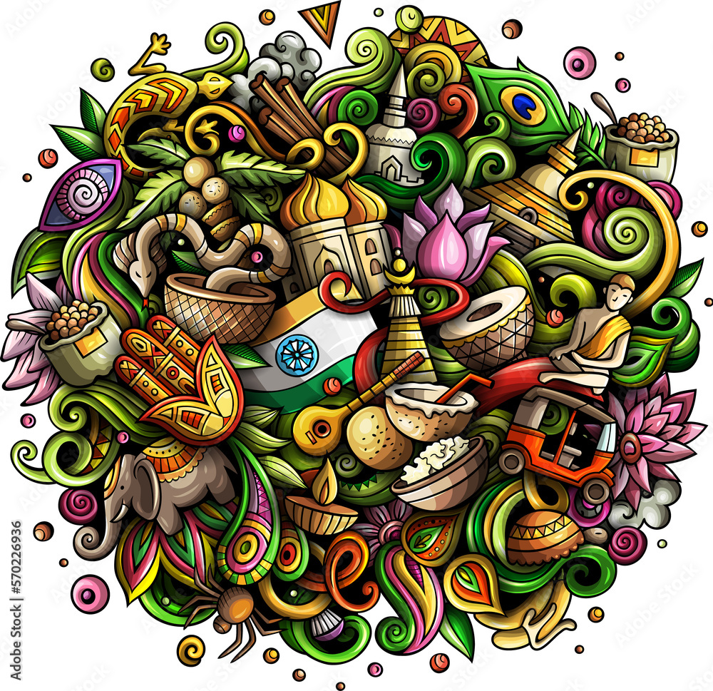 India detailed cartoon illustration India detailed cartoon illustration