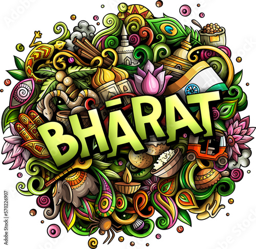 Bharat detailed lettering cartoon illustration