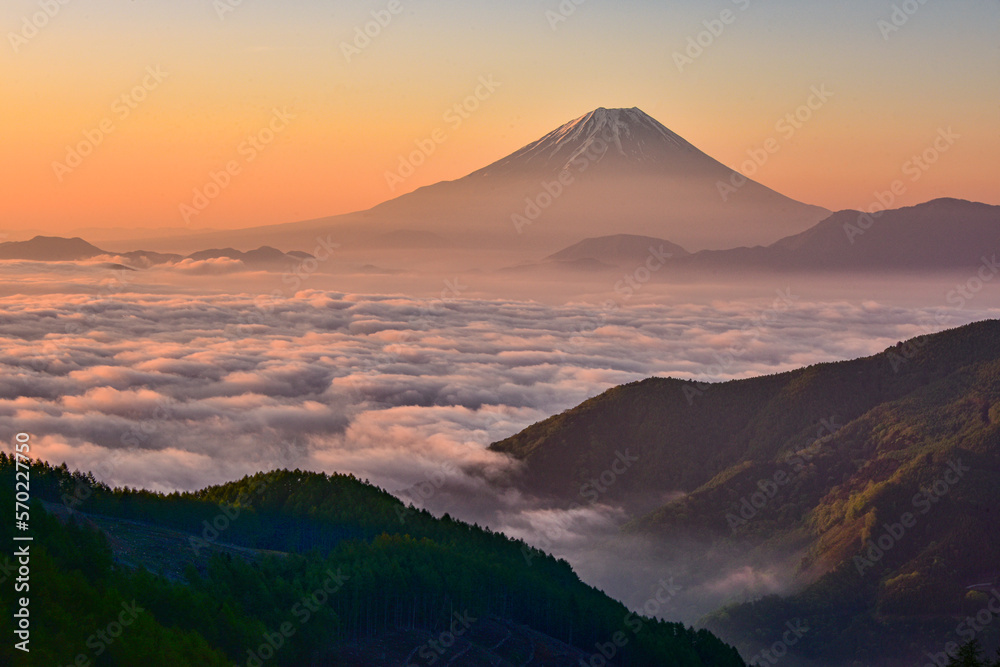 櫛形山から雲海の富士山