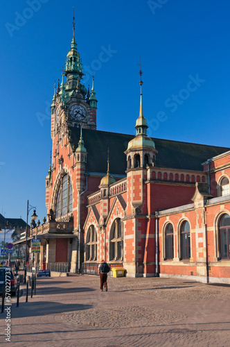 Railway station in Gdansk, Pomeranian Voivodeship, Poland.