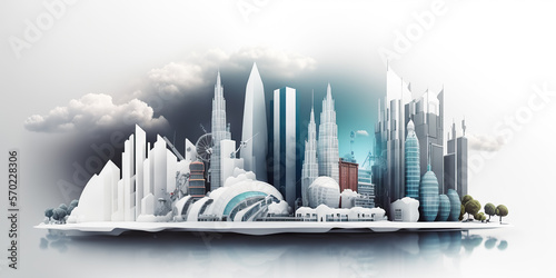  Generative AI illustration of a 3D Cloud Computing City The Futuristic cyber city illustration