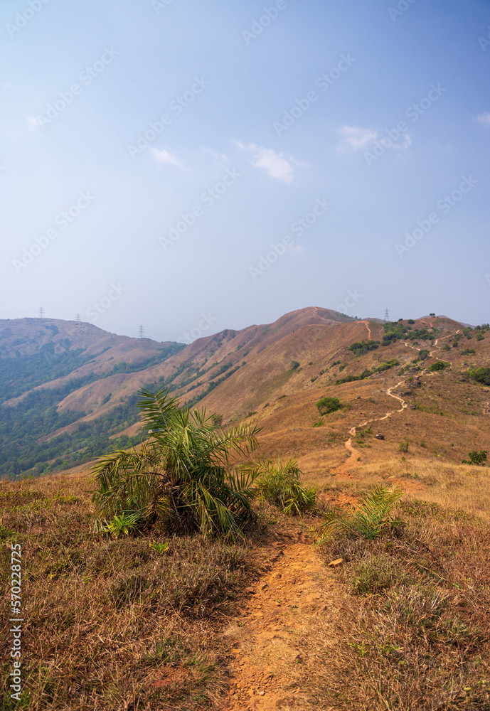 beautiful view of Western ghats mountain range seen from Devarmane Peak, Karnataka, India.