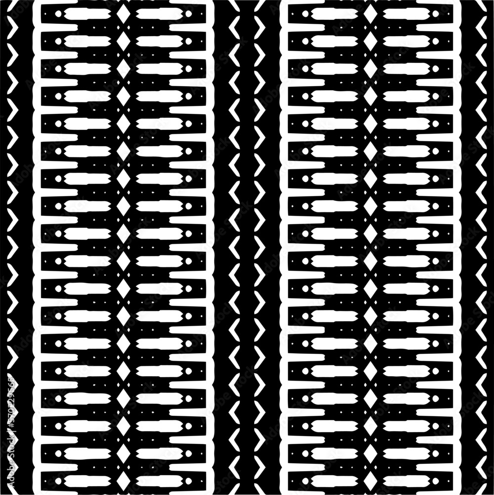 Vector geometric ornament in ethnic style. Seamless pattern with abstract shapes,Black and white color. Repeating pattern for decor, textile and fabric.
Vector geometric ornament in ethnic style. Seamless pattern with abstract shapes,Black and white color. Repeating pattern for decor, textile and fabric.