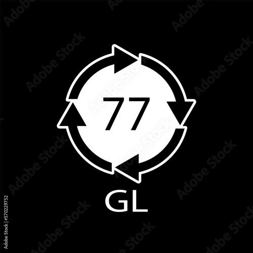 Copper Coated Glass. Glass recycling code 77 GL. Vector illustration