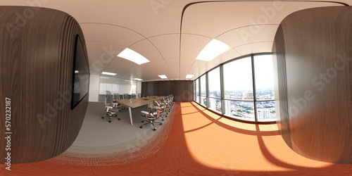 3d illustration spherical 360 degrees  a panorama of the room and interior design. office  3D rendering   