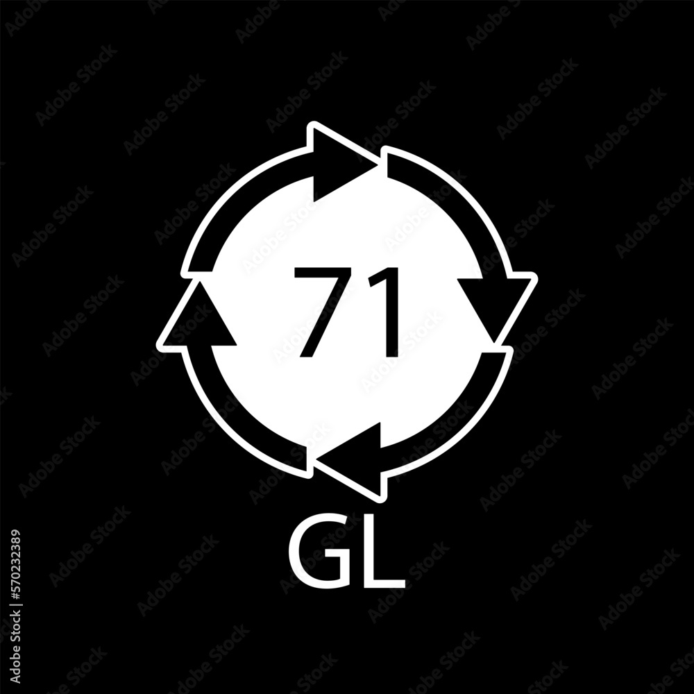 Green Glass recycling code 71 GL. Vector illustration Green Glass recycling code 71 GL. Vector illustration