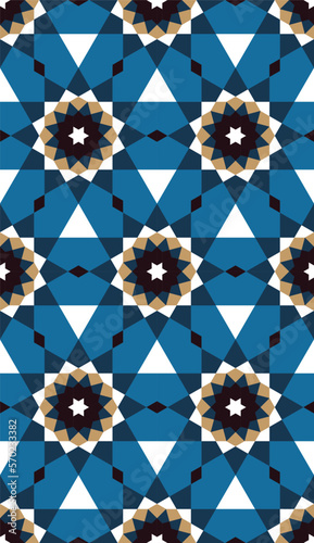 Islamic seamless pattern. Traditional Arabic geometric ornament. Persian background. Muslim Mosaic.
