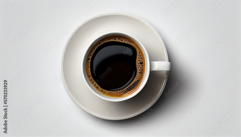 white coffee cup, mug with hot black coffee, top view white coffee cup, mug with hot black coffee, top view
