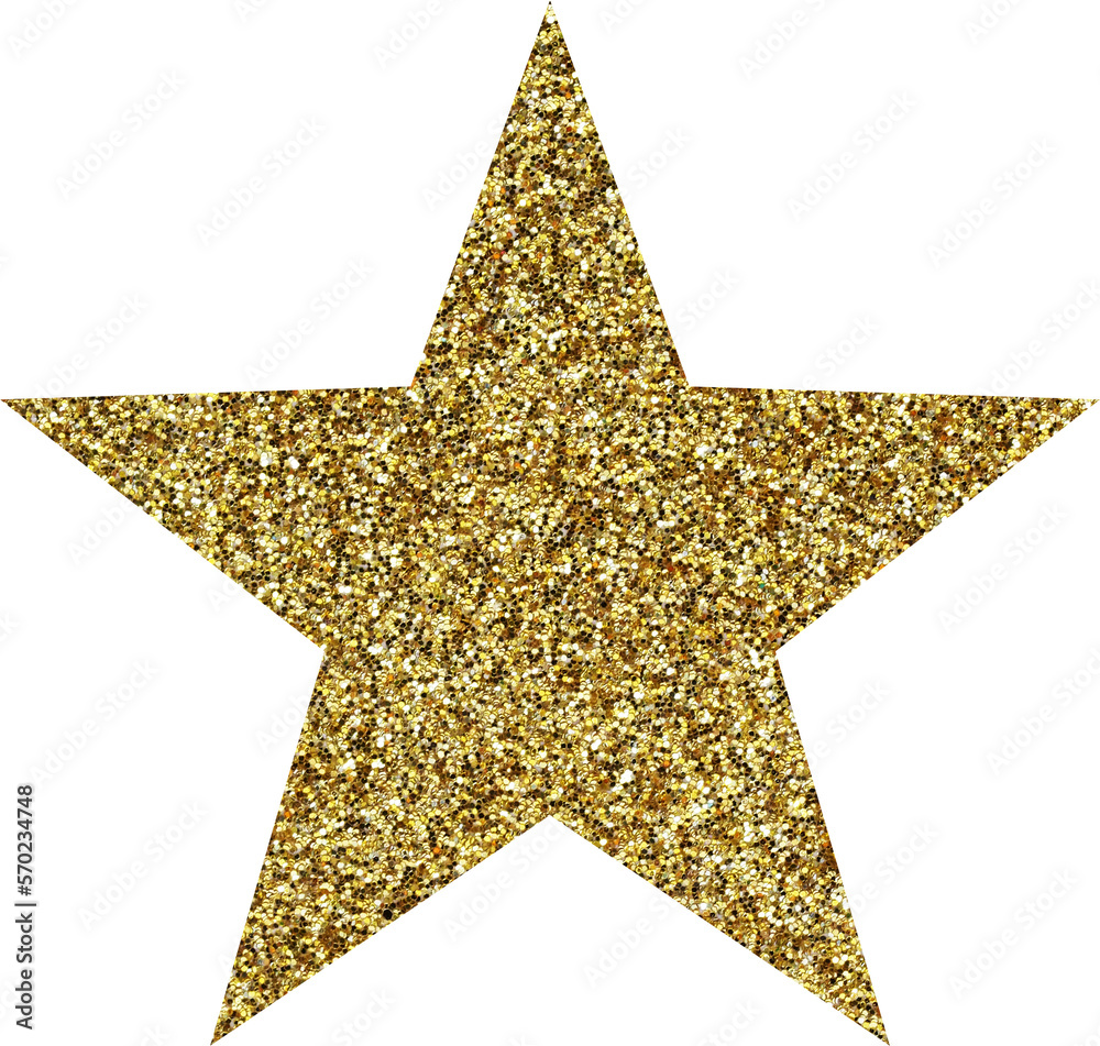 gold glitter star, png with transparent background Stock Photo