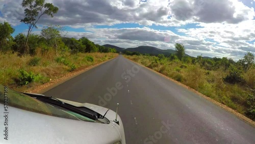Cinematic hyperlapse shot of a car driving in africa