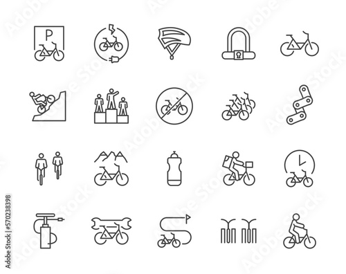 Bike cycle vector logo icon simple ride sport isolated minimal bicycle line icon. Modern bike race journey travel design.