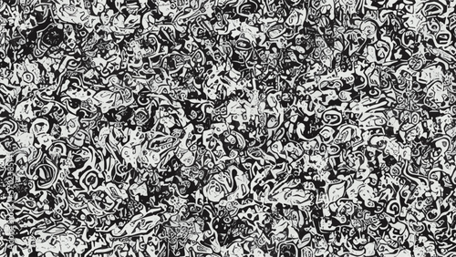 Chic black and white abstract repeat wall pattern