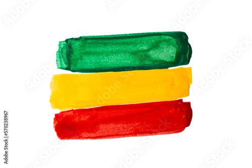 Hand drawing three stripes - green,orange and red - concept of black history month.