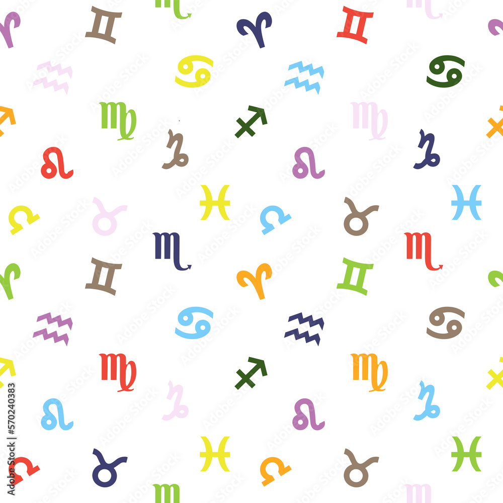 Colored Background with signs of the zodiac. Astrology seamless pattern with zodiac signs. Colored Background with signs of the zodiac. Astrology seamless pattern with zodiac signs.