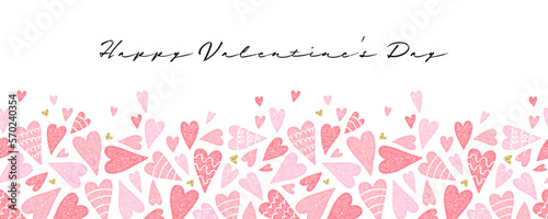 Cute hand drawn hearts seamless pattern, lovely romantic background, great for Valentine's Day, Mother's Day, textiles, wallpapers, banners - vector design