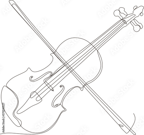 continuous line drawing of violin minimalistic design,vector illustration