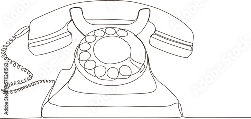 Home phone continuous line drawing. One line art of home appliances, telephone communication, vintage home telephone, retro style, telephone receiver. vector illustration