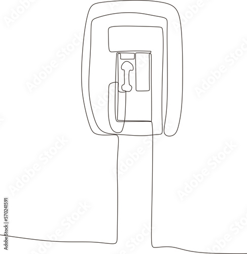 Public telephone continuous line drawing art really helps people to communicate,vector illustration