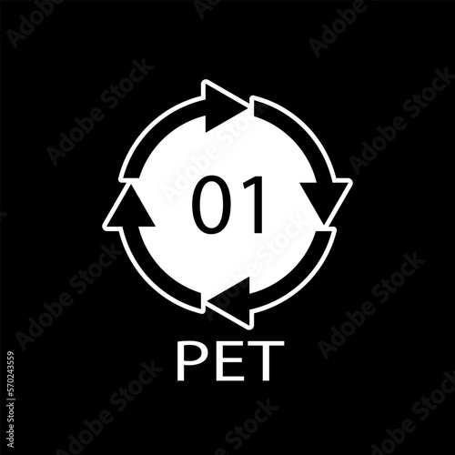 PET 01 recycling code symbol. Plastic recycling vector polyethylene sign.