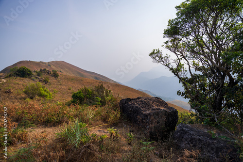 beautiful view of Western ghats mountain range seen from Devarmane Peak, Karnataka, India. photo