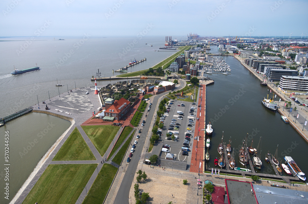 view on Bremerhaven harbor from the top