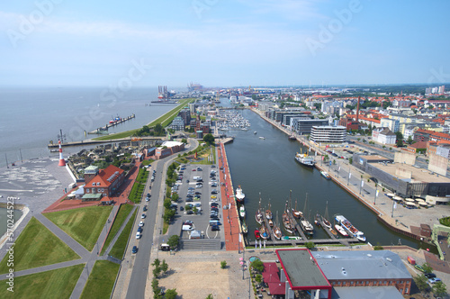 view on Bremerhaven harbor from the top