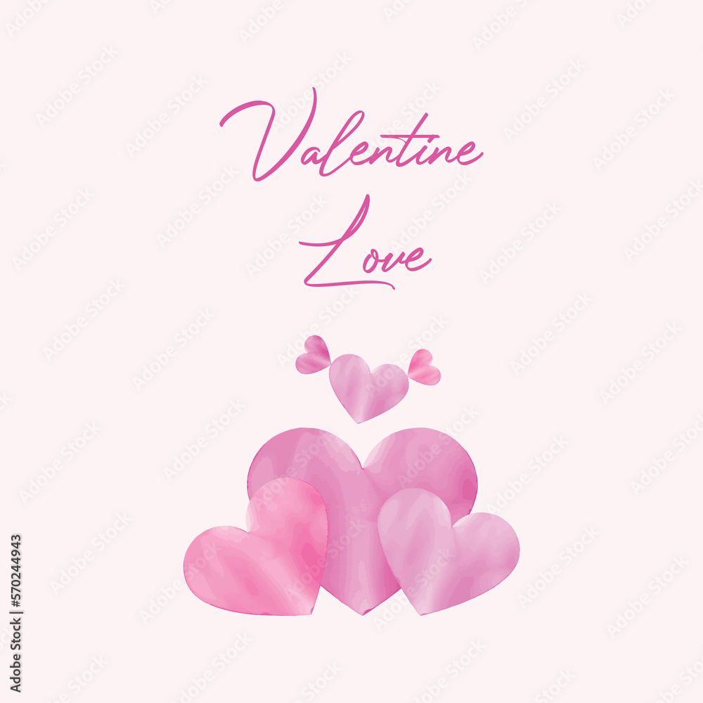 Watercolor Happy Valentine Day Template Design

