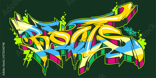 Colorful Abstract Isolated Graffiti Street Art Style Word Roots Lettering Vector Illustration Template